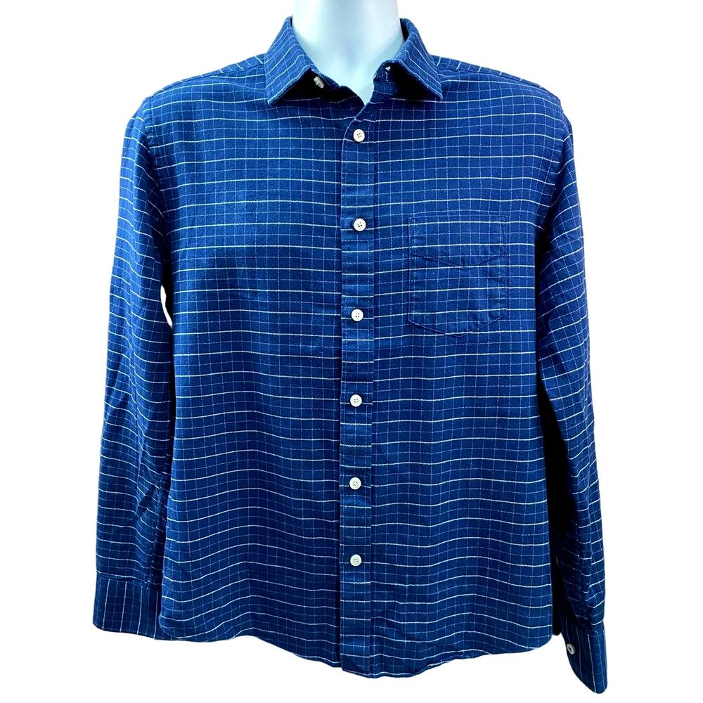 UNTUCKit Shirt Mens Medium Blue Check Slim Long Sleeve Wrinkle Free